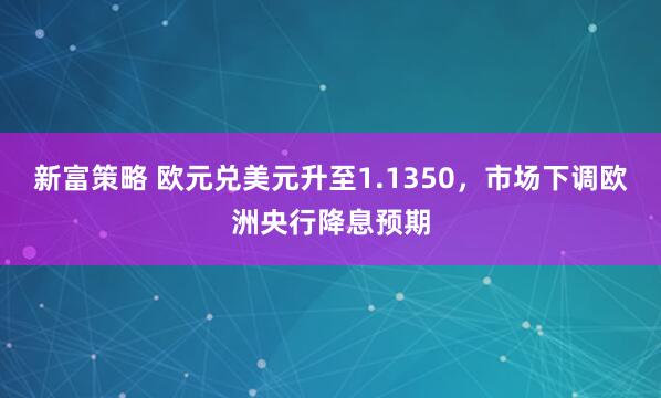 新富策略 欧元兑美元升至1.1350，市场下调欧洲央行降息预期